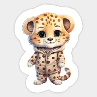 Cheetah Wearing Pajamas Sticker